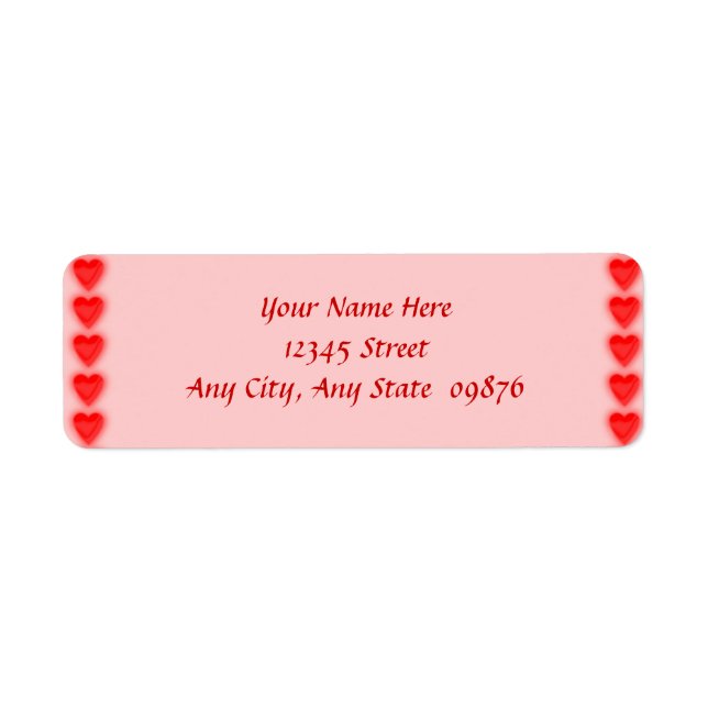 Red Heart Edge Return Address Labels (Front)