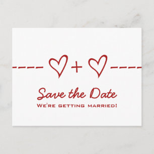 Red Heart Equation Save the Date Postcard