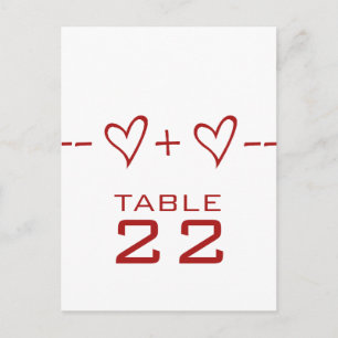 Red Heart Equation Table Number Postcard
