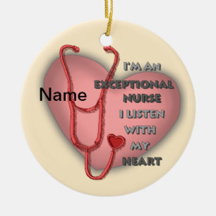 Red heart exceptional nurse  ceramic tree decoration
