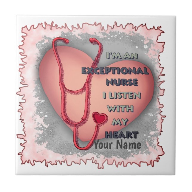 Red heart exceptional nurse  tile (Front)