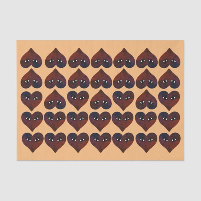Red Heart Face Grunge Art Tissue Paper (Front)