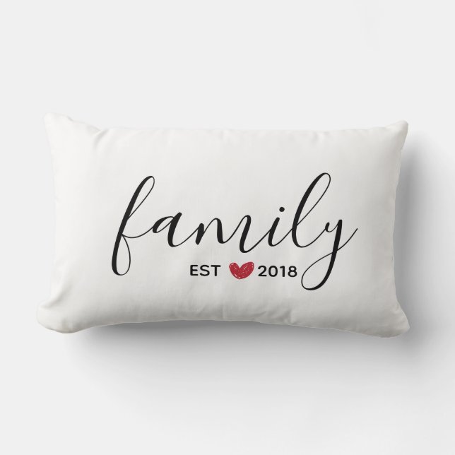 Red Heart Family Established Year Lumbar Cushion (Front)