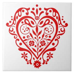 Red Heart Fancy Graphic Design Tile