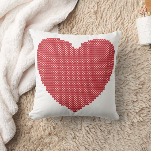 Red Heart Faux Cross Stitch  Cushion (Blanket)