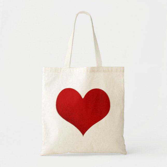 Red Heart/Faux Foil Tote Bag (Front)