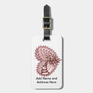 Red Heart Fire Doodle Luggage Tag