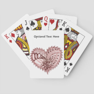 Red Heart Fire Doodle Playing Cards