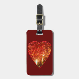 Red Heart Firework Luggage Tag