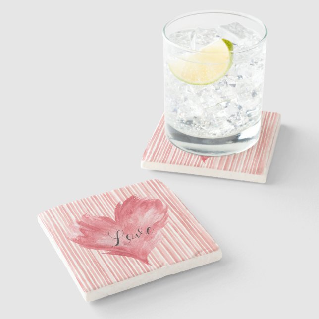 Red Heart Flame Love Stone Coaster (Side)