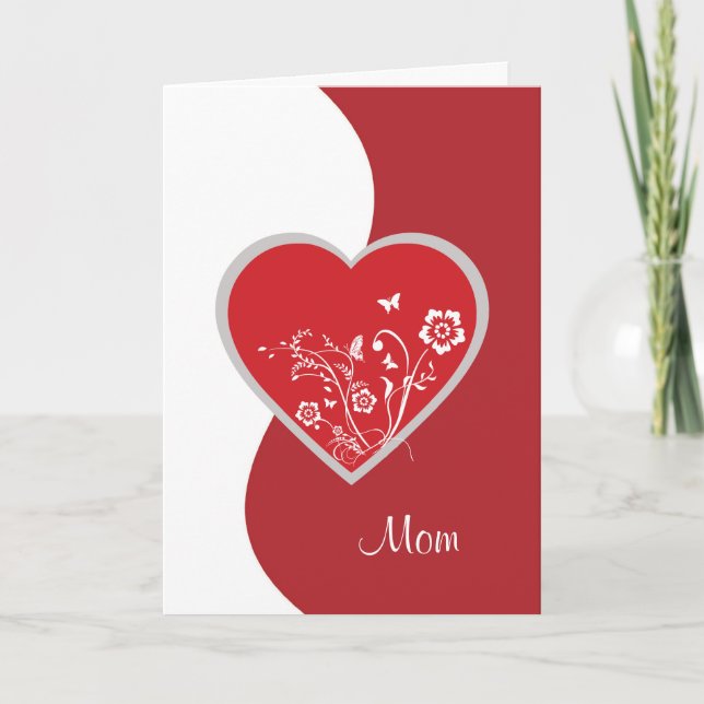 Red Heart Flower Mum Birthday Card (Front)