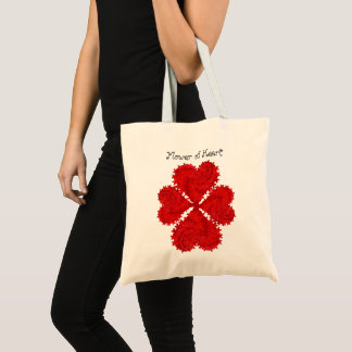 Red Heart Flower Tote Bag
