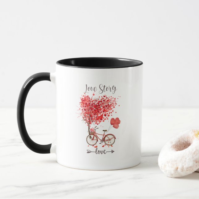 red heart for my valentine Mug (With Donut)