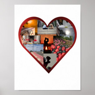 Red Heart Frame Photo Collage Poster