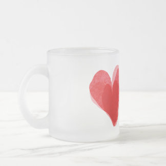 Red Heart Frosted Glass Coffee Mug