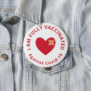Red Heart Fully Vaccinated 10 Cm Round Badge