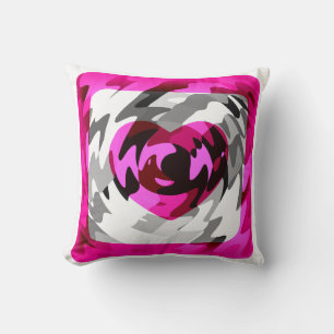 Red Heart Funky Retro Art Design Abstract Cushion
