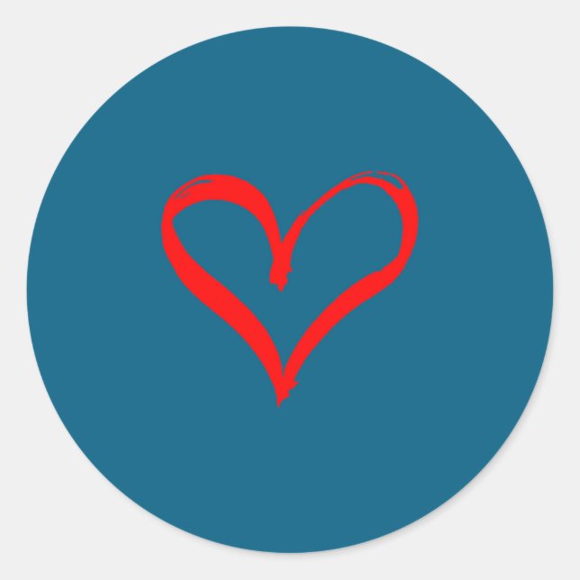 Red Heart Funny Cute Design For Men Women Husband  Classic Round Sticker (Front)