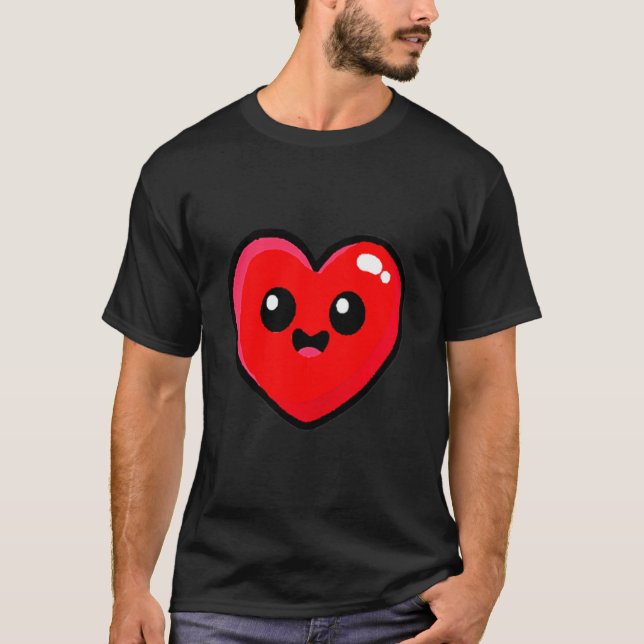 Red Heart Funny Cute Design For Men Women Husband  T-Shirt (Front)