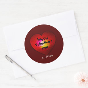 Red heart geometric triangle mesh Valentine's Day Classic Round Sticker