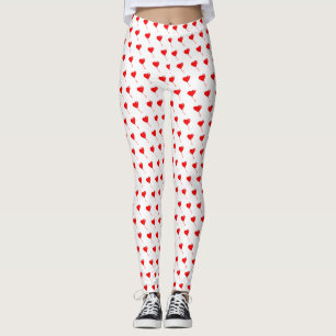 Red Heart Girly Fun Chic Balloon Pattern White Leggings