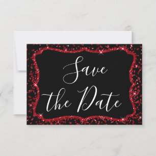 Red Heart Glitter Sparkle Sweet Sixteen Birthday Invitation