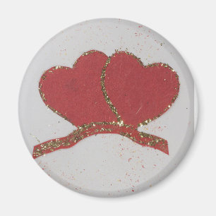 Red heart gold sparkle Valentine's Magnet
