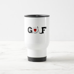 Red Heart Golf T-shirts and Gifts Travel Mug