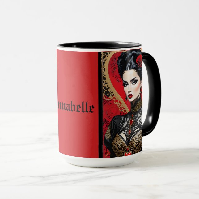 Red Heart Goth Lady Coffee Mug (Front Right)