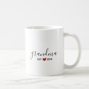 Red Heart Grandma Established Year Coffee Mug