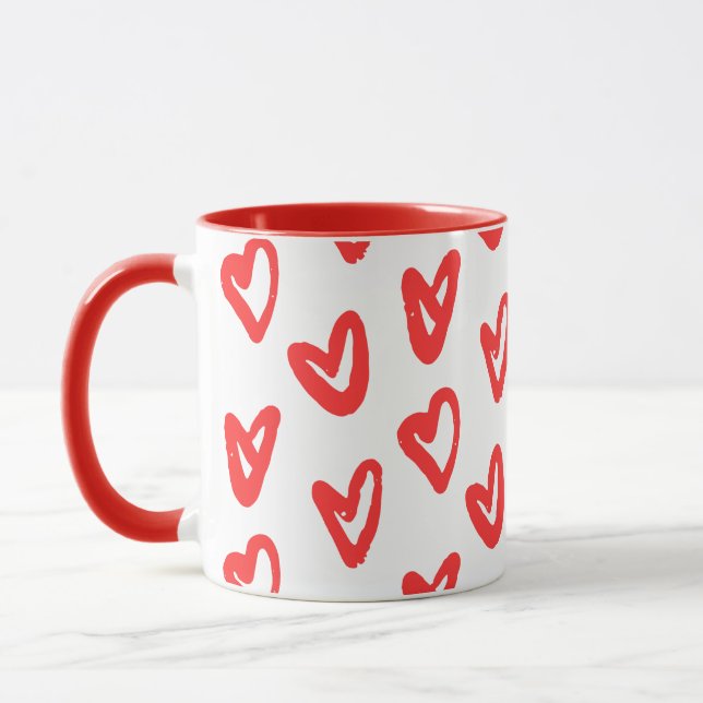 Red Heart Graphic Art Mug (Left)