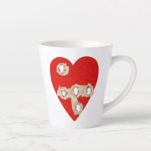 Red Heart Graphic with Torn Punctures Latte Mug