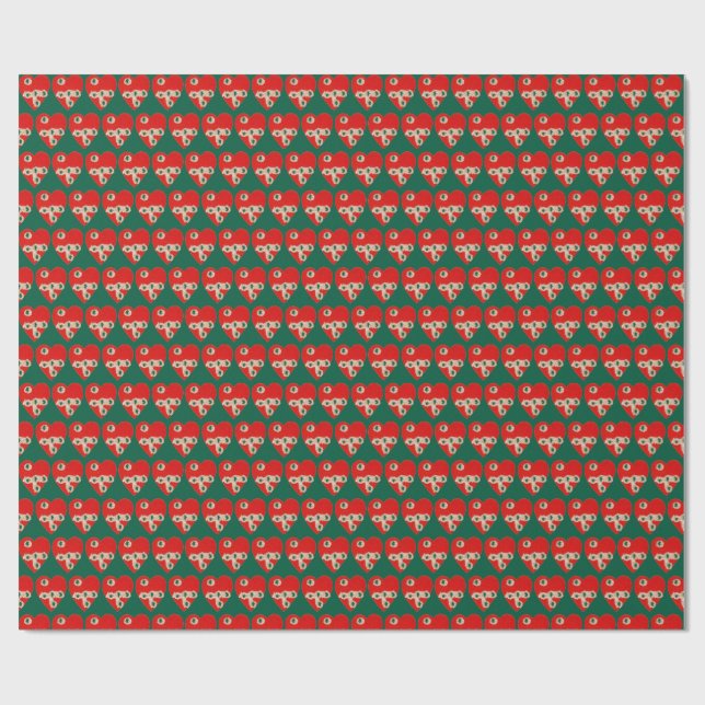 Red Heart Graphic with Torn Punctures  Wrapping Paper (Flat)