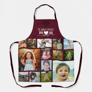 Red Heart Greatest Mum Ever Photo Collage Apron