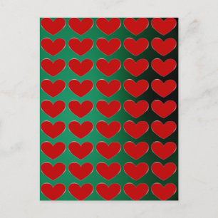 Red Heart Green Pop Art Love Postcard