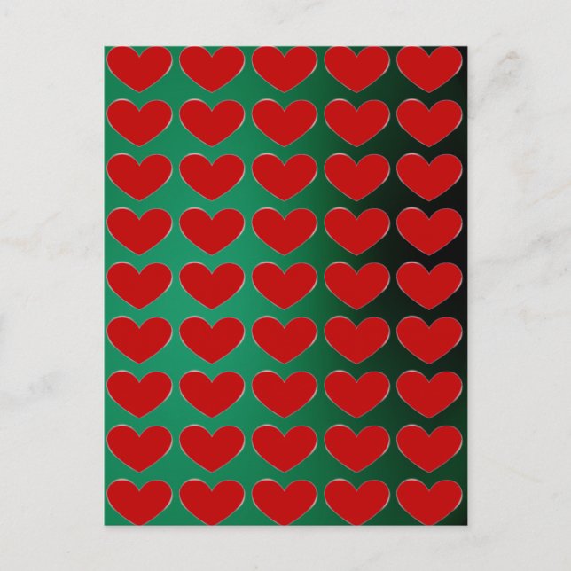 Red Heart Green Pop Art Love Postcard (Front)