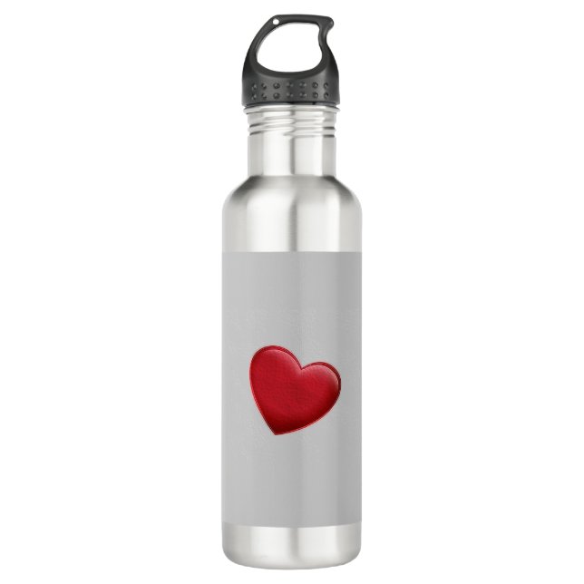 Red Heart Grey Trendy Love Wedding 710 Ml Water Bottle (Front)