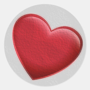 Red Heart Grey Trendy Love Wedding Classic Round Sticker