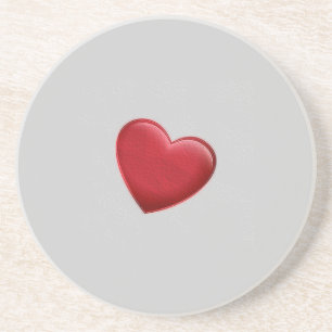 Red Heart Grey Trendy Love Wedding Coaster