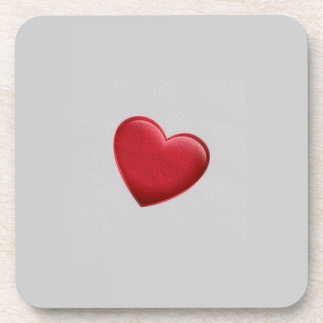 Red Heart Grey Trendy Love Wedding Coaster (Front)