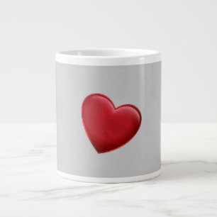 Red Heart Grey Trendy Love Wedding Large Coffee Mug