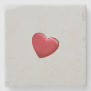 Red Heart Grey Trendy Love Wedding Stone Coaster