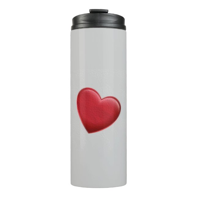 Red Heart Grey Trendy Love Wedding Thermal Tumbler (Front)