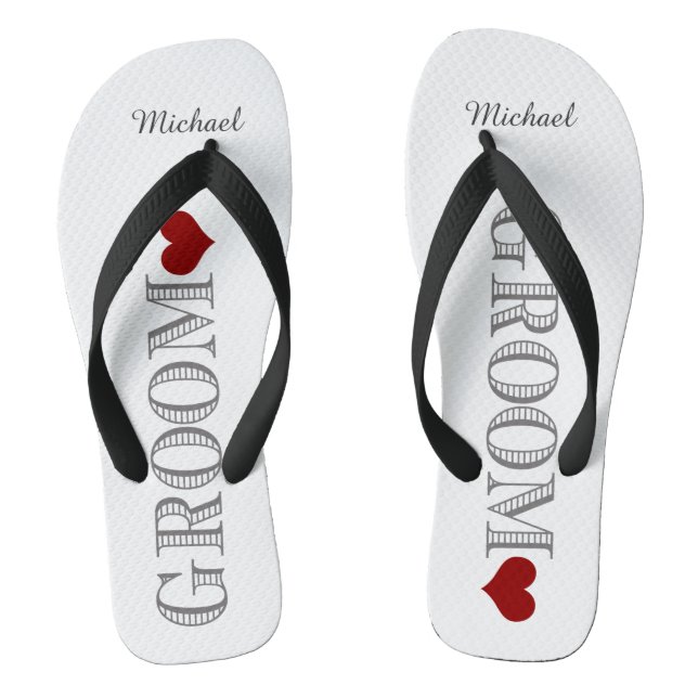 Red Heart Groom's Flip Flops (Footbed)