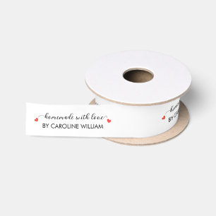 Red Heart Handmade With Love Business Gift Satin Ribbon