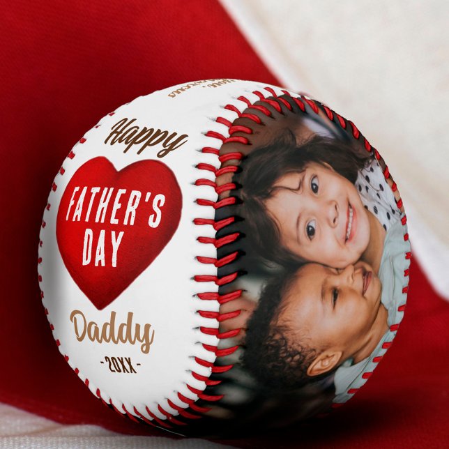 Red Heart Happy Father's Day Daddy 2 Photo  Baseball (Creator Uploaded)