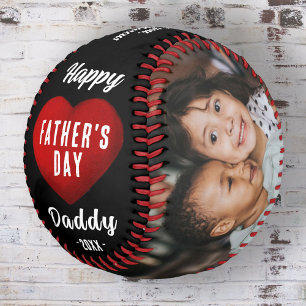 Red Heart Happy Father's Day Daddy 2 Photo Collage Softball
