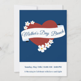 Red Heart Happy Mother's Day Banner Event Invitation