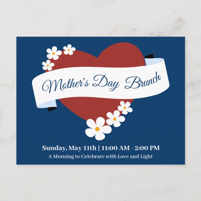 Red Heart Happy Mother's Day Event Invitation Postcard (Front)