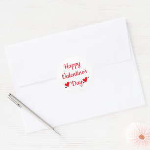 red heart happy valentines day editable envelope classic round sticker